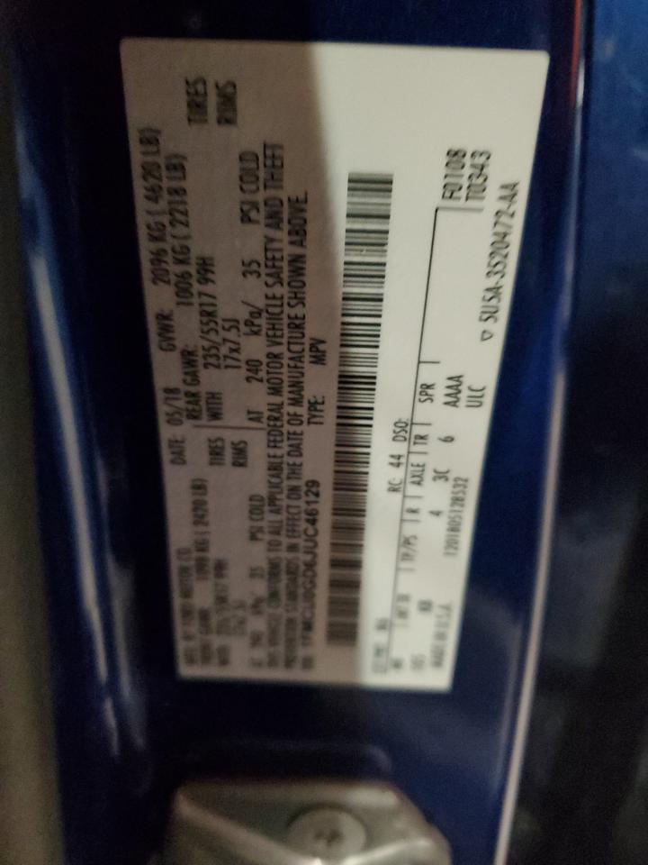 2018 Ford Escape VIN 1FMCU0GD6JUC46129 Copart auction photo, front end / mechanical damage thumbnail 15