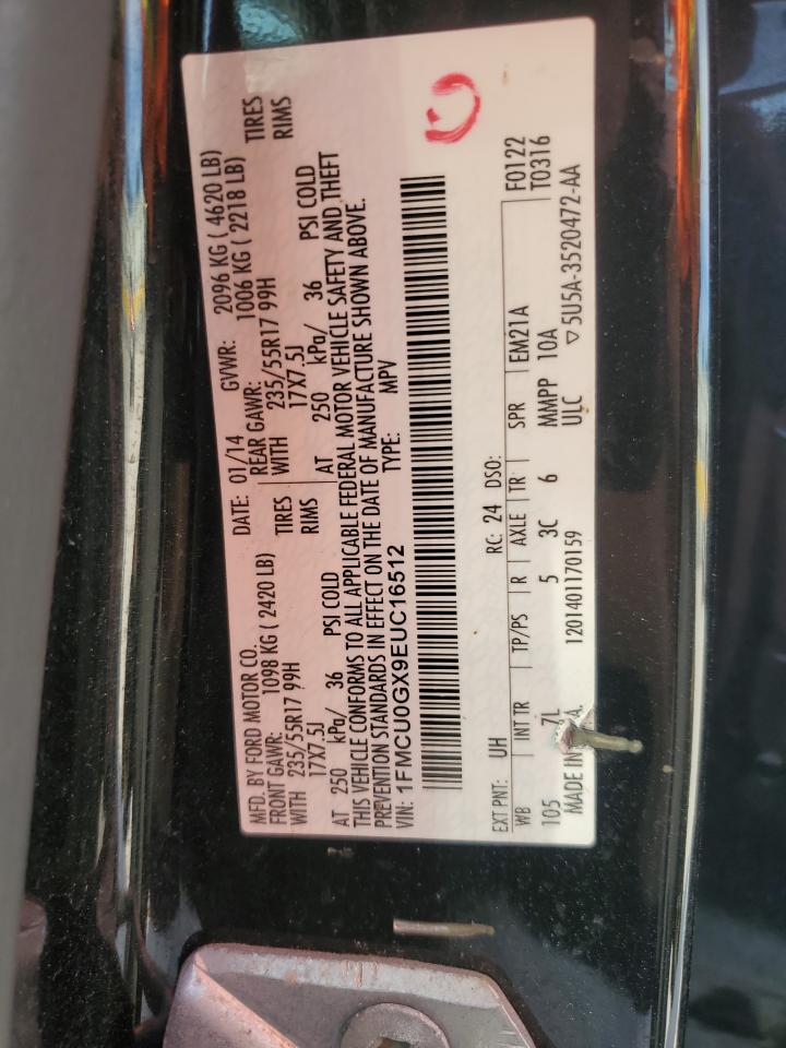 2014 Ford Escape VIN 1FMCU0GX9EUC16512 Copart auction photo, minor dent/scratches damage thumbnail 13