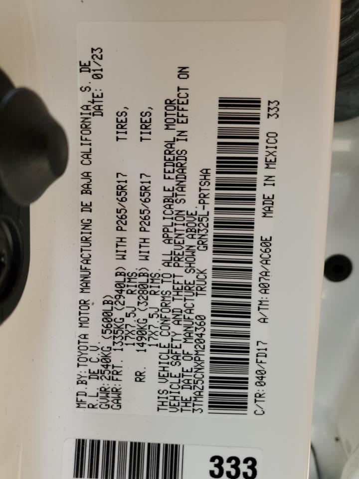 2023 Toyota Tacoma VIN 3TMAZ5CNXPM204360 Copart auction photo, front end / rear end damage thumbnail 14