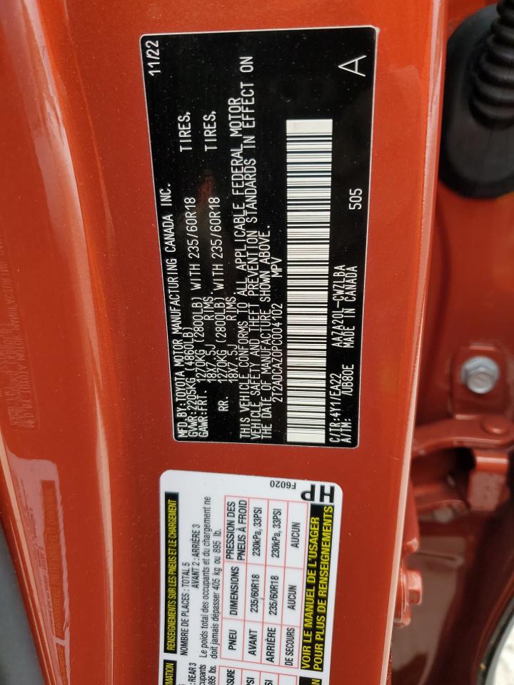 2023 Lexus NX VIN 2T2ADCAZ0PC004102 Copart auction photo, water/flood damage thumbnail 14