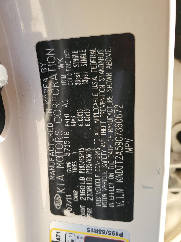 2012 KIA Soul VIN KNDJT2A59C7360672 Copart auction photo, all over / rear end damage thumbnail 14