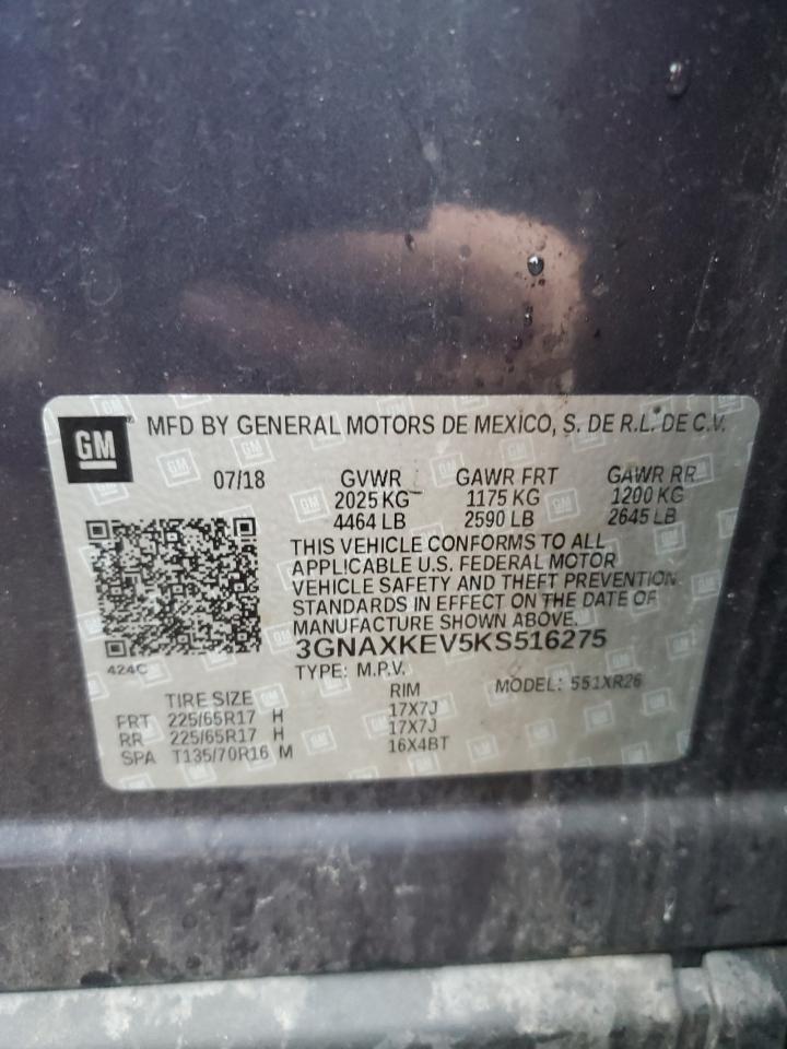 2019 Chevrolet Equinox VIN 3GNAXKEV5KS516275 Copart auction photo, front end damage thumbnail 14