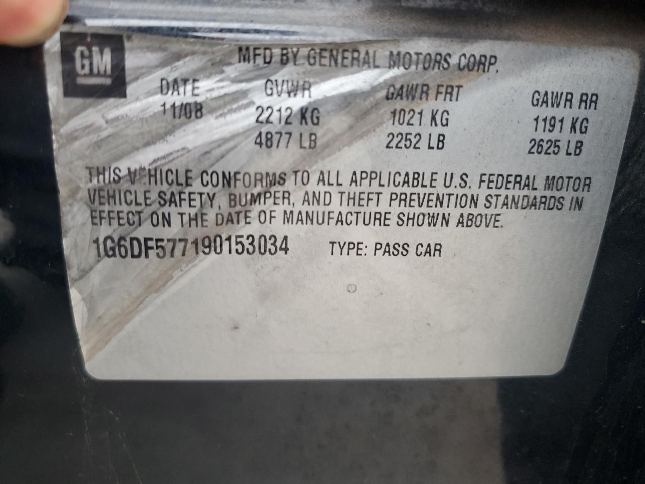 2009 Cadillac CTS VIN 1G6DF577190153034 Copart auction photo, front end damage thumbnail 12