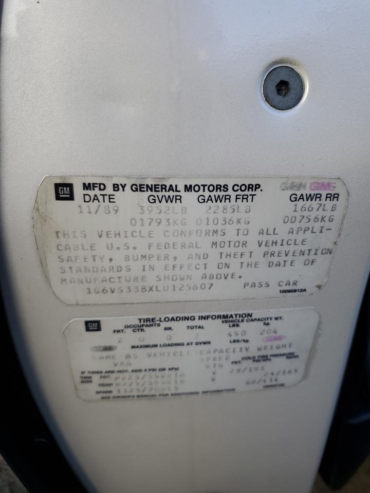 1990 Cadillac Allante VIN 1G6VS338XLU125607 Copart auction photo, minor dent/scratches damage thumbnail 12