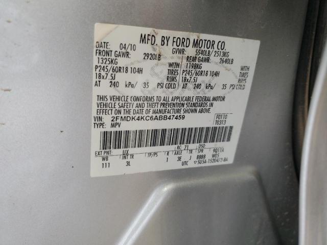 2010 Ford Edge VIN 2FMDK4KC6ABB47459 Copart auction photo, front end / side damage thumbnail 13