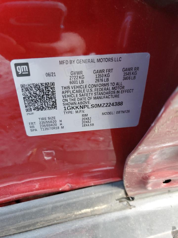 2021 GMC Acadia VIN 1GKKNPLS0MZ224388 Copart auction photo, front end / side damage thumbnail 13