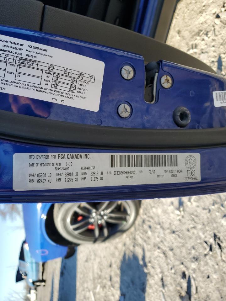 2019 Dodge Challenger VIN 2C3CDZKGXKH592171 Copart auction photo, front end / minor dent/scratches damage thumbnail 14