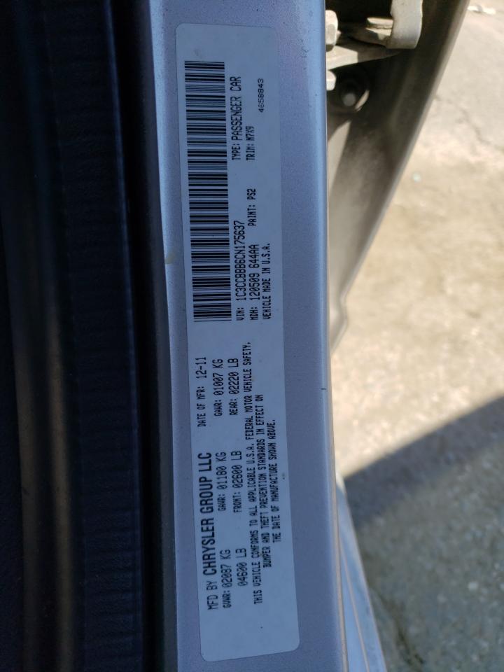 2012 Chrysler 200 VIN 1C3CCBBB6CN175637 Copart auction photo, water/flood / all over damage thumbnail 12