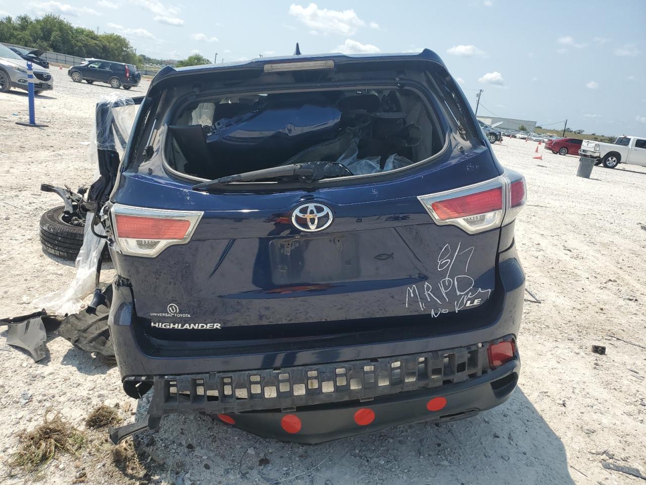 2015 Toyota Highlander VIN 5TDZKRFH1FS059969 Copart auction photo, all over damage thumbnail 6