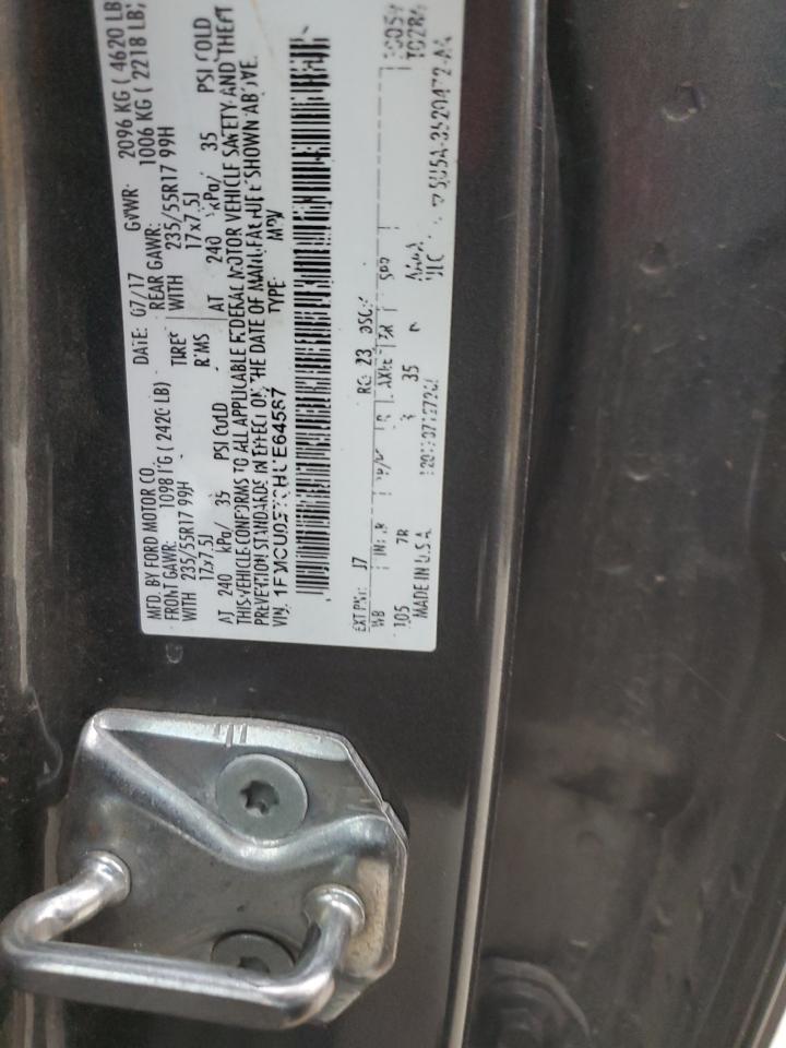 2017 Ford Escape VIN 1FMCU0F70HUE64587 Copart auction photo, front end / rear end damage thumbnail 14