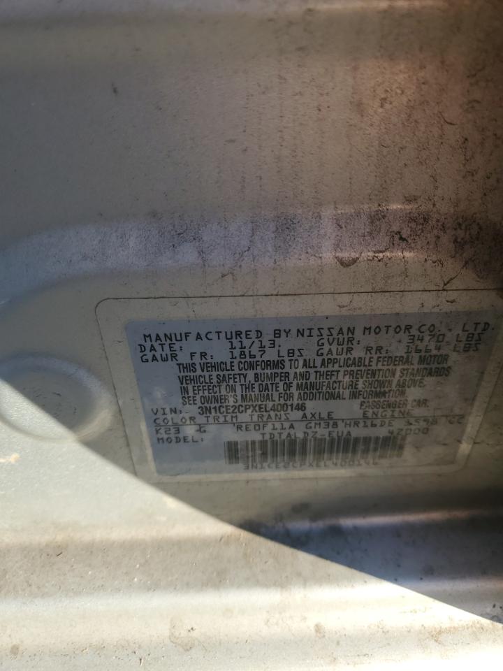 2014 Nissan Versa VIN 3N1CE2CPXEL400146 Copart auction photo, side / minor dent/scratches damage thumbnail 12