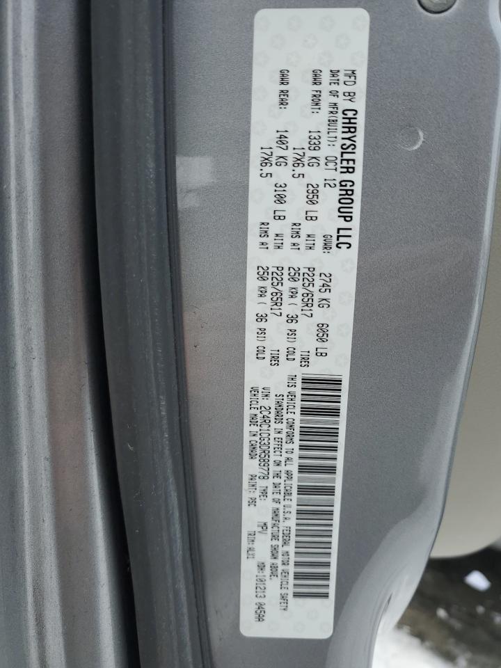 2013 Chrysler Town & Country VIN 2C4RC1CG3DR589778 Copart auction photo, mechanical / front end damage thumbnail 13