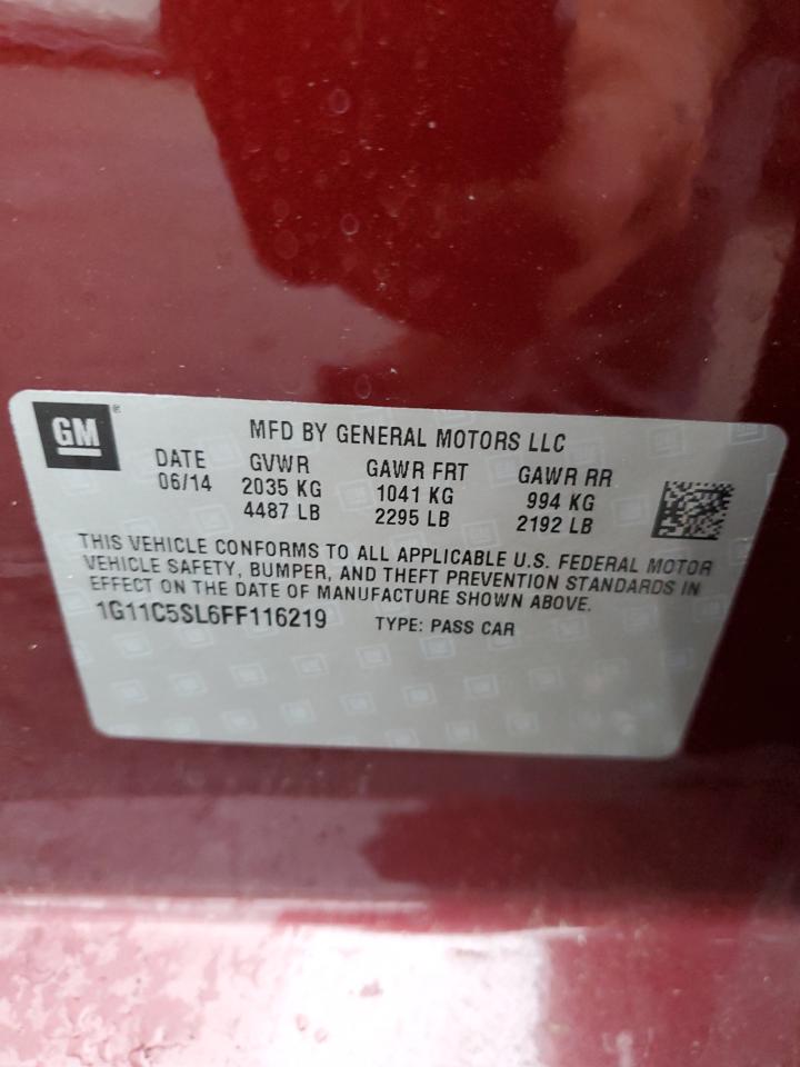 2015 Chevrolet Malibu VIN 1G11C5SL6FF116219 Copart auction photo, all over damage thumbnail 13