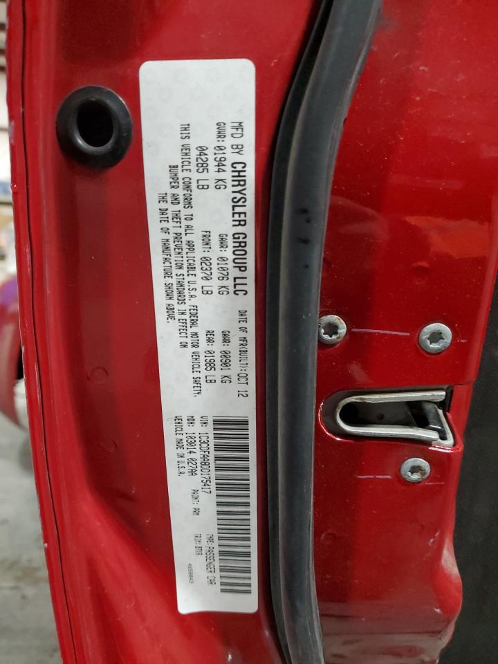2013 Dodge Dart VIN 1C3CDFAA8DD175417 Copart auction photo, hail / minor dent/scratches damage thumbnail 12