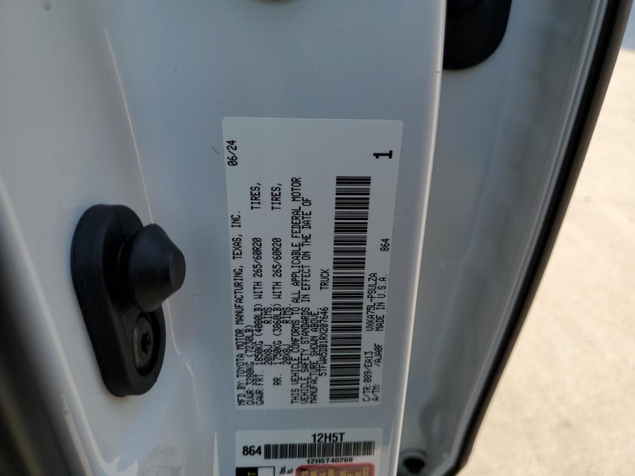 2024 Toyota Tundra VIN 5TFWA5DB1RX207646 Copart auction photo, front end damage thumbnail 14