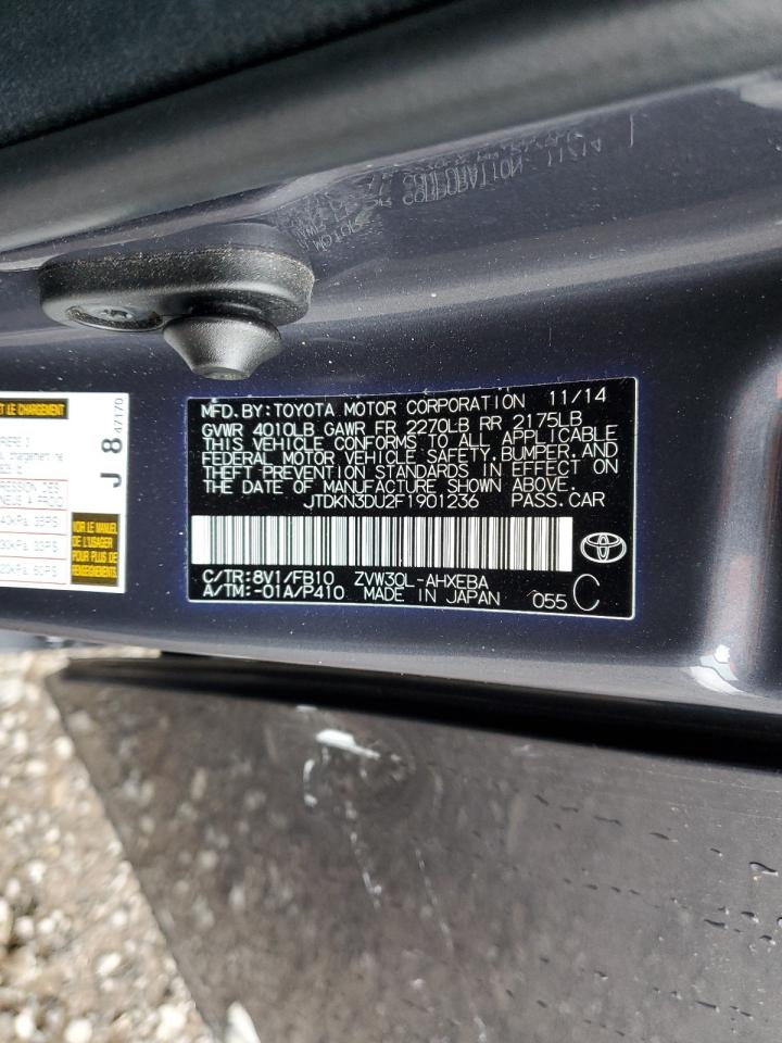 2015 Toyota Prius VIN JTDKN3DU2F1901236 Copart auction photo, side / rear end damage thumbnail 15