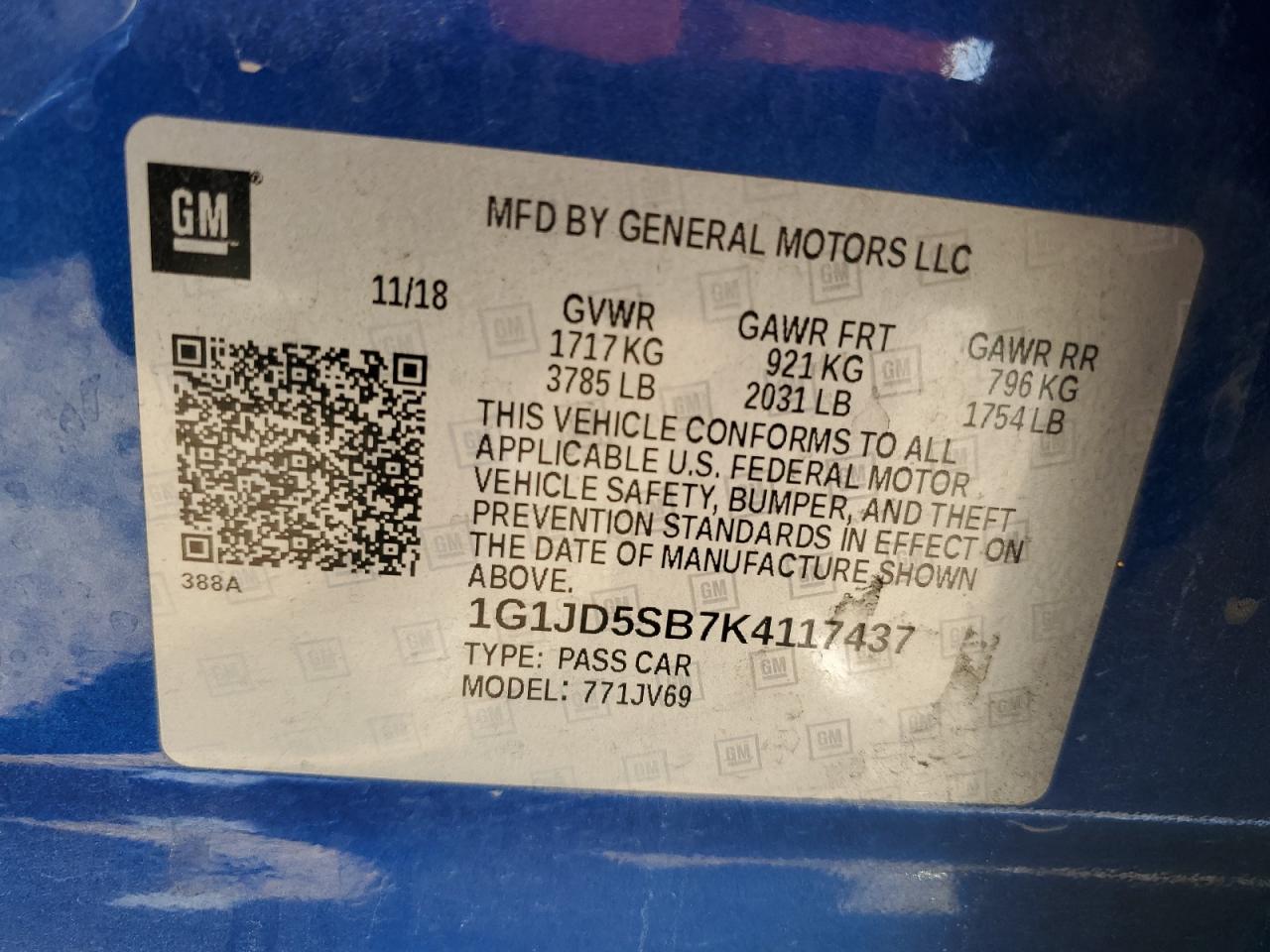 2019 Chevrolet Sonic VIN 1G1JD5SB7K4117437 Copart auction photo, undercarriage / front end damage thumbnail 12