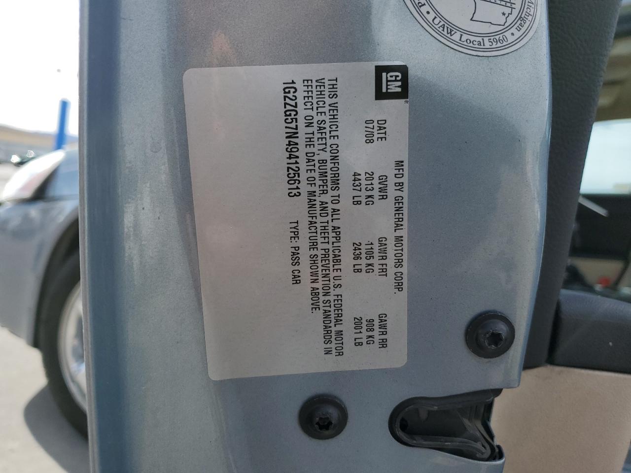 2009 Pontiac G6 VIN 1G2ZG57N494125613 Copart auction photo, front end damage thumbnail 12