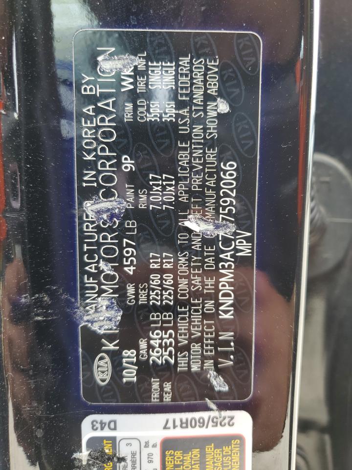 2019 KIA Sportage VIN KNDPM3AC7K7592066 Copart auction photo, minor dent/scratches damage thumbnail 14