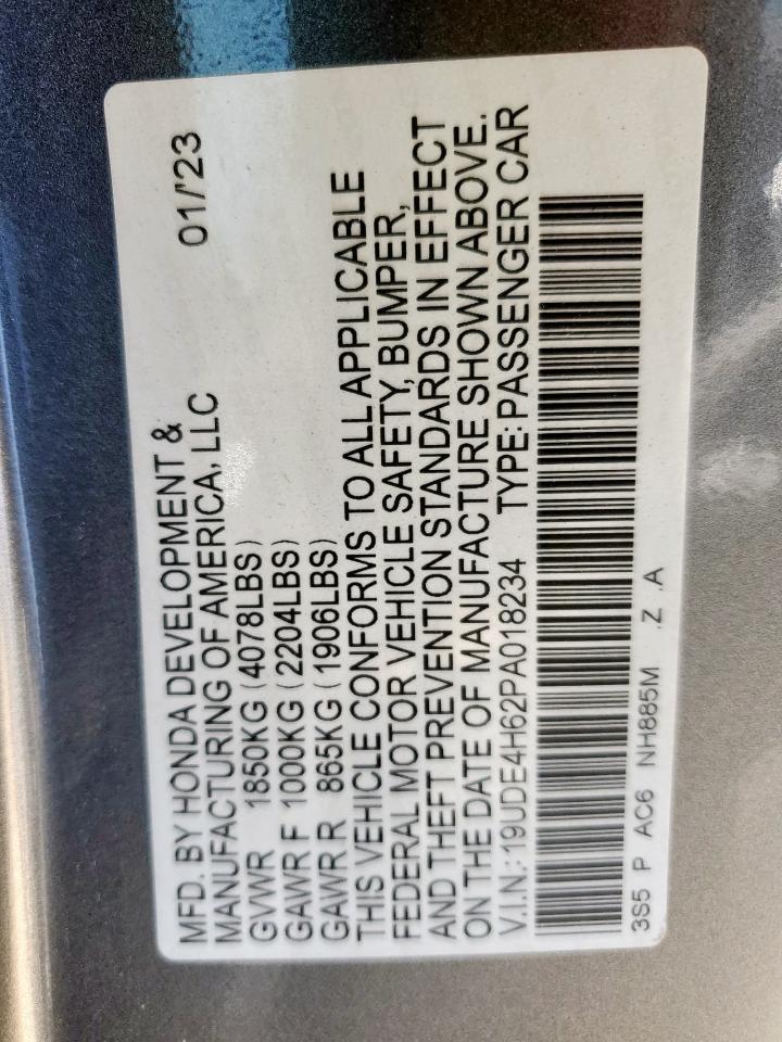 2023 Acura Integra VIN 19UDE4H62PA018234 Copart auction photo, front end damage thumbnail 13
