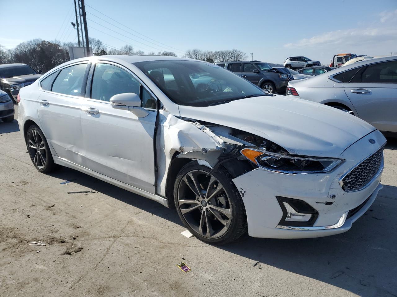 2020 Ford Fusion VIN 3FA6P0D99LR151959 Copart auction photo, front end / side damage thumbnail 4