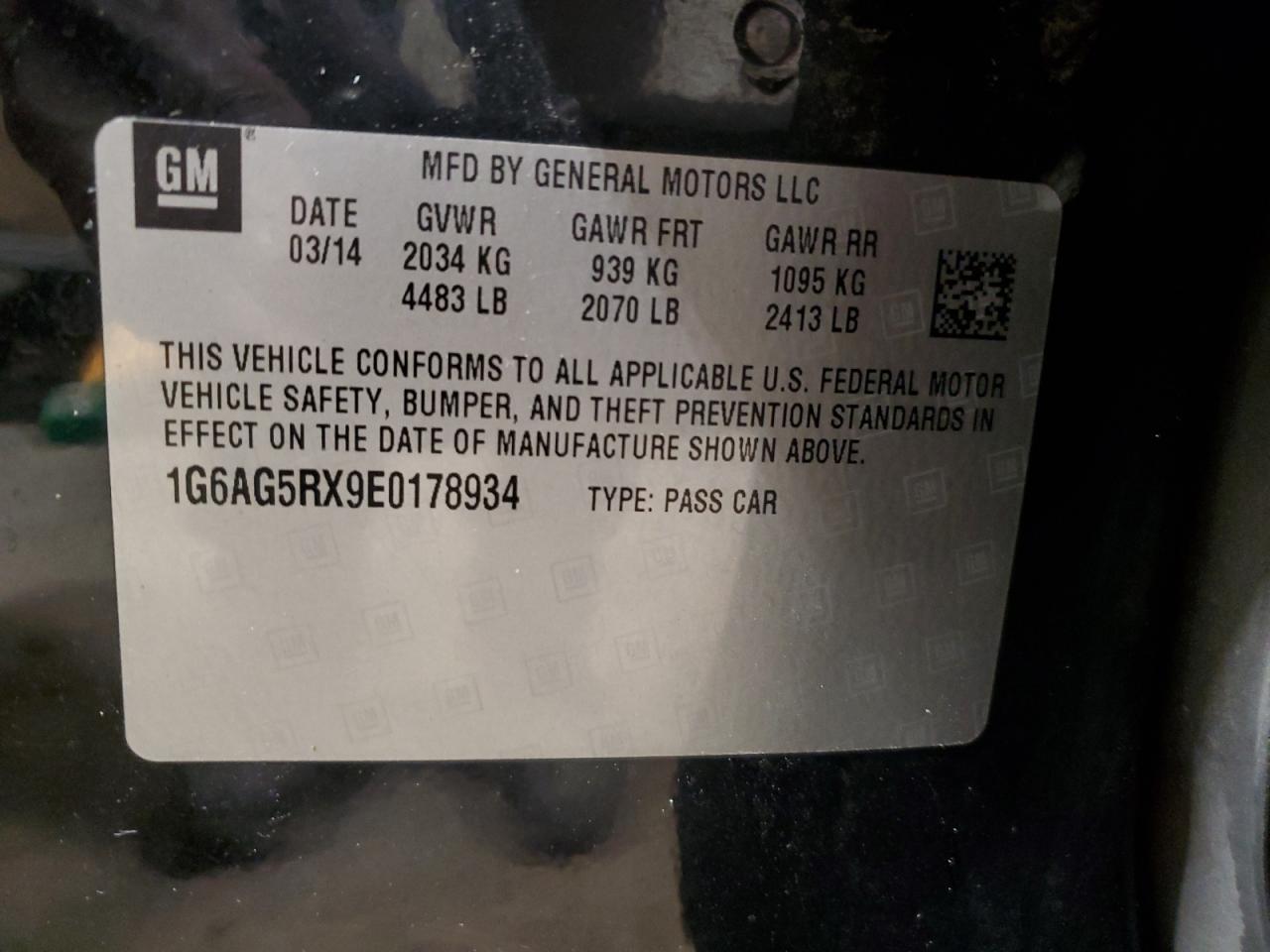 2014 Cadillac ATS VIN 1G6AG5RX9E0178934 Copart auction photo, front end damage thumbnail 14