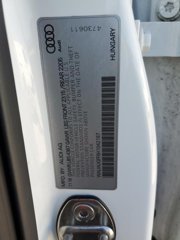 2017 Audi A3 VIN WAUAUGFF8H1042187 Copart auction photo, front end / minor dent/scratches damage thumbnail 13