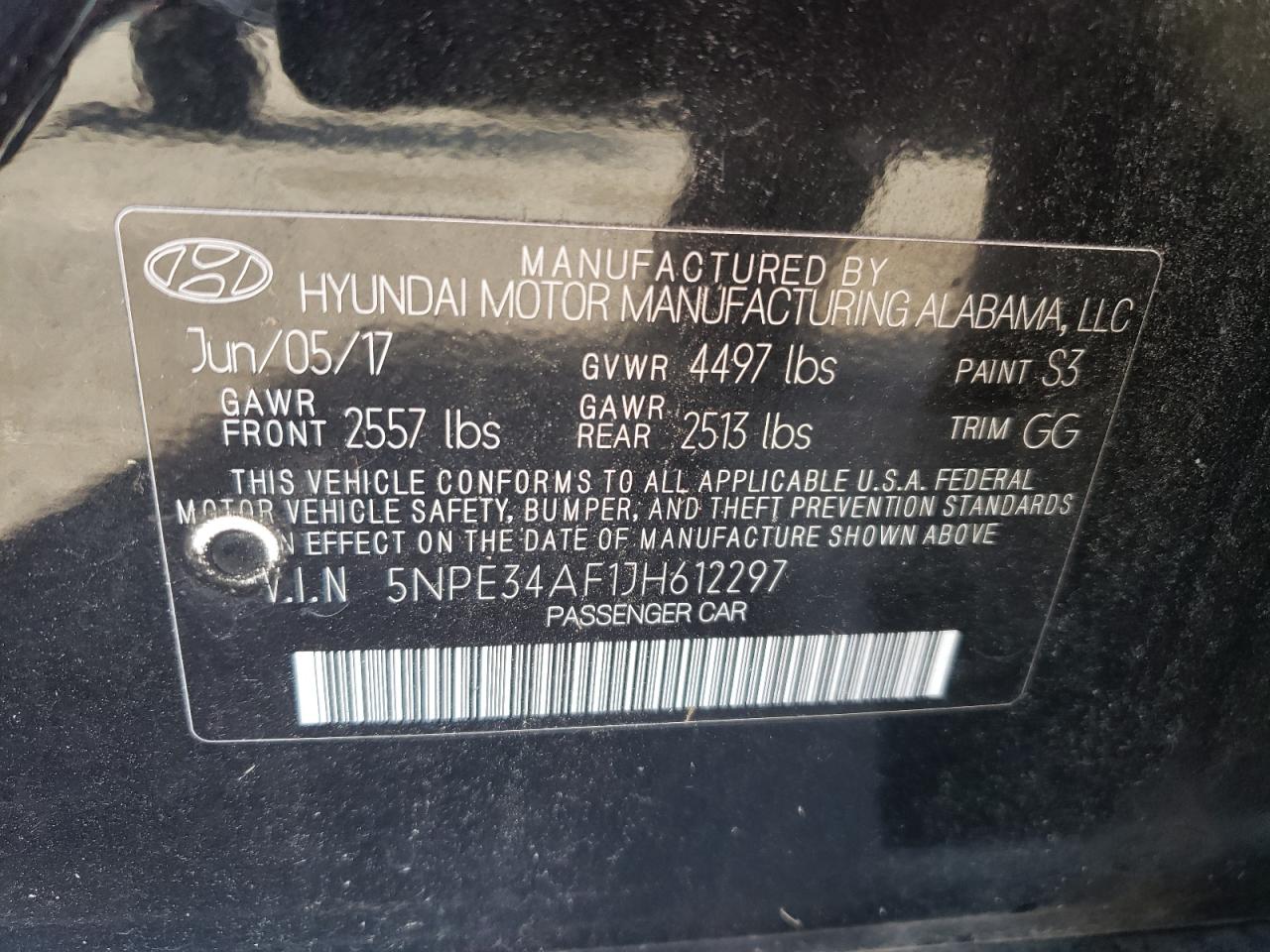 2018 Hyundai Sonata VIN 5NPE34AF1JH612297 Copart auction photo, front end damage thumbnail 12