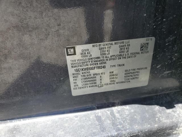 2016 Chevrolet Silverado VIN 1GC1KWE80GF188249 Copart auction photo, rear end damage thumbnail 12