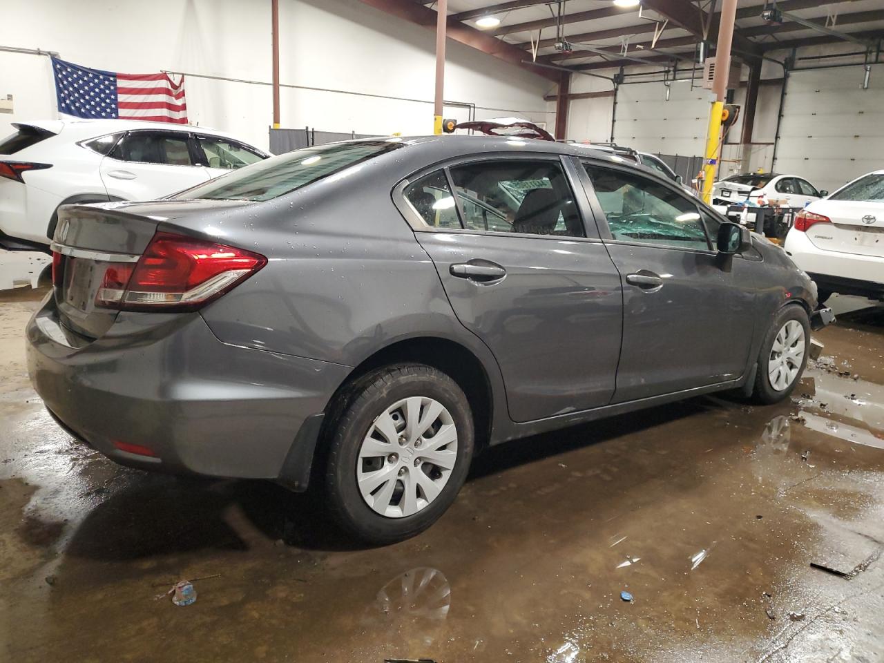 2013 Honda Civic VIN 2HGFB2F55DH574695 Copart auction photo, front end / side damage thumbnail 3