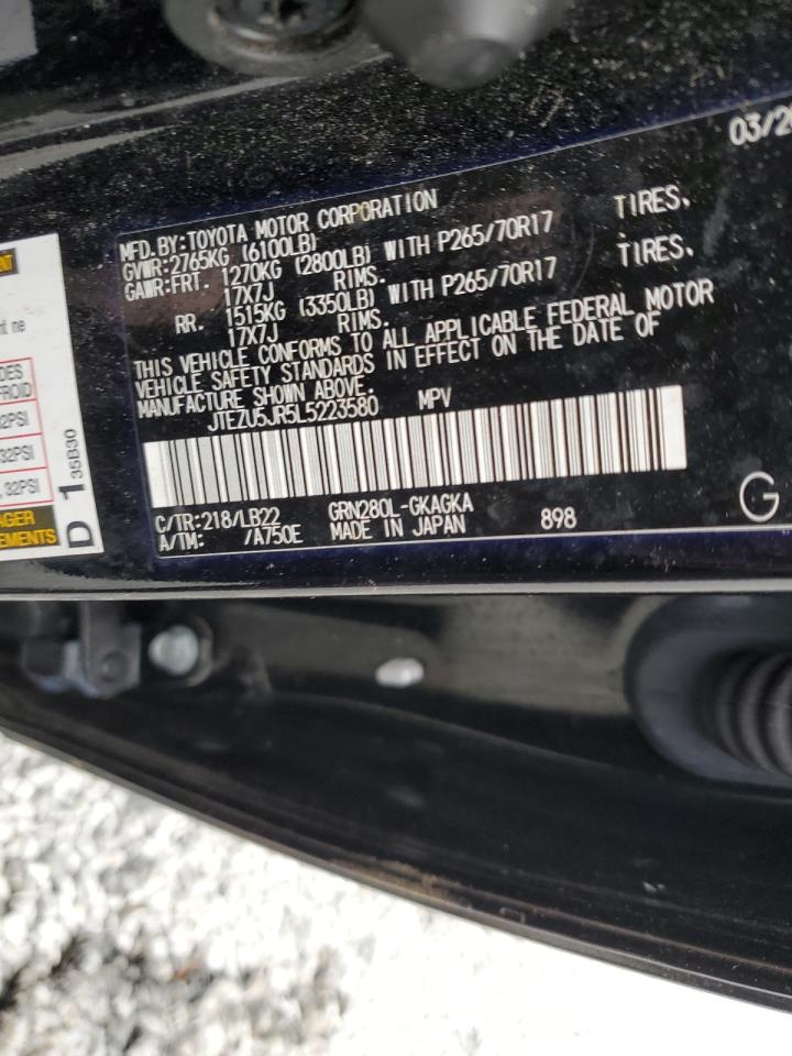 2020 Toyota 4Runner VIN JTEZU5JR5L5223580 Copart auction photo, all over / rollover damage thumbnail 13
