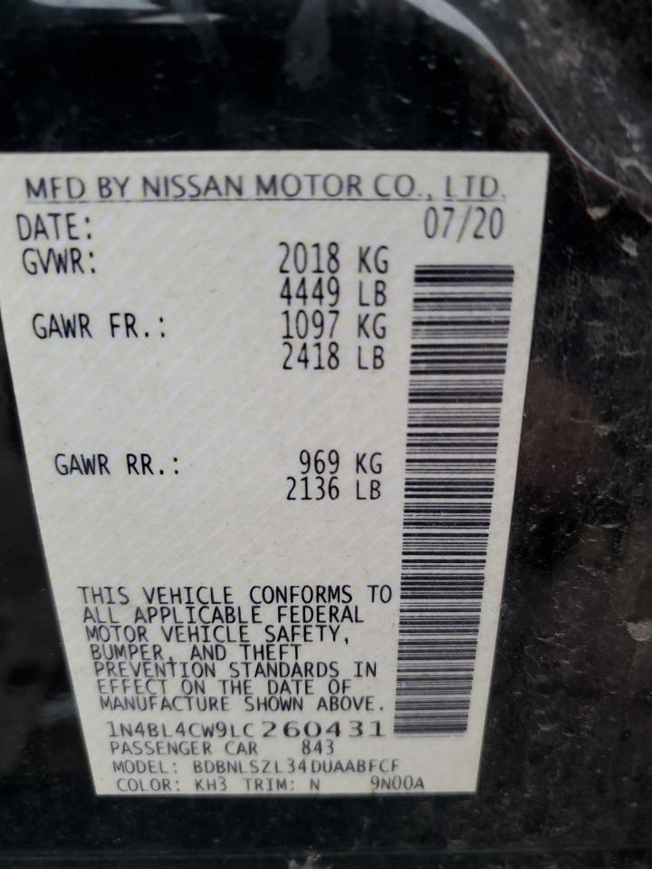 2020 Nissan Altima VIN 1N4BL4CW9LC260431 Copart auction photo, front end / minor dent/scratches damage thumbnail 12