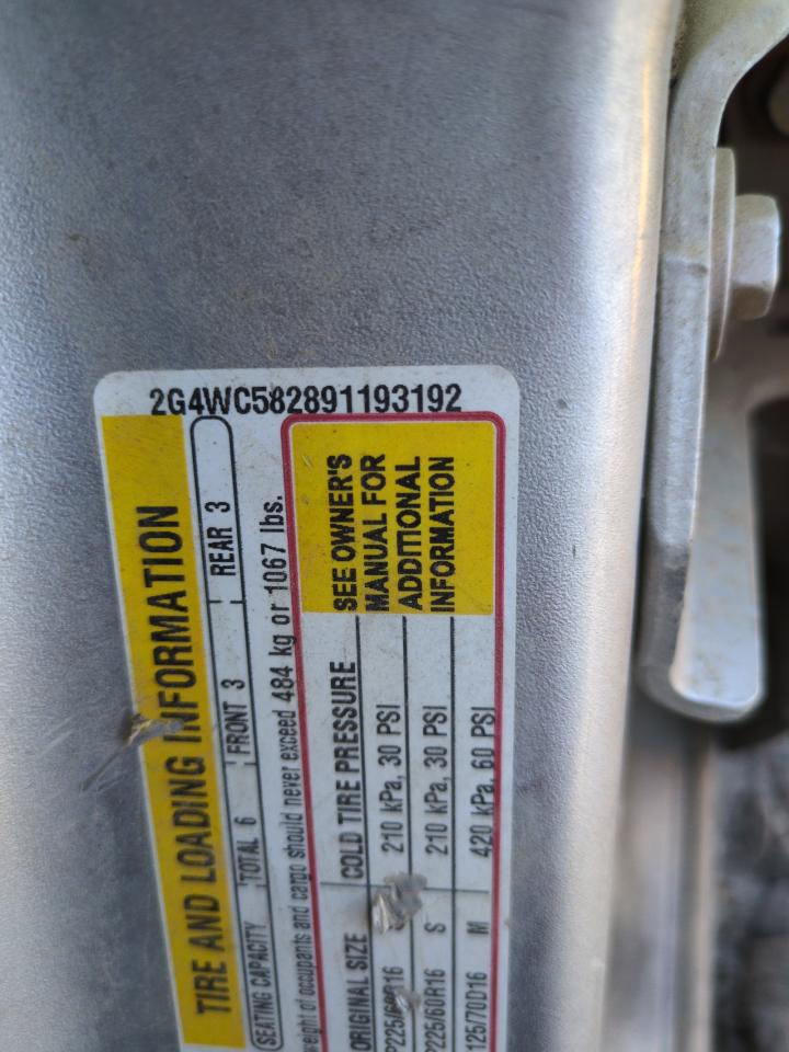 2009 Buick LaCrosse VIN 2G4WC582891193192 Copart auction photo, rear end damage thumbnail 12