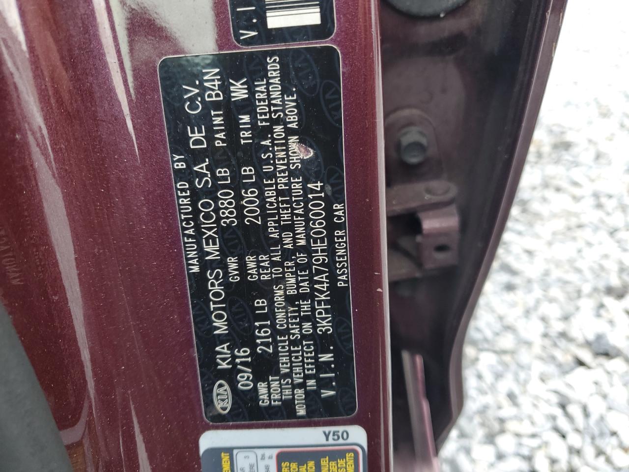 2017 KIA Forte VIN 3KPFK4A79HE060014 Copart auction photo, rear end damage thumbnail 13