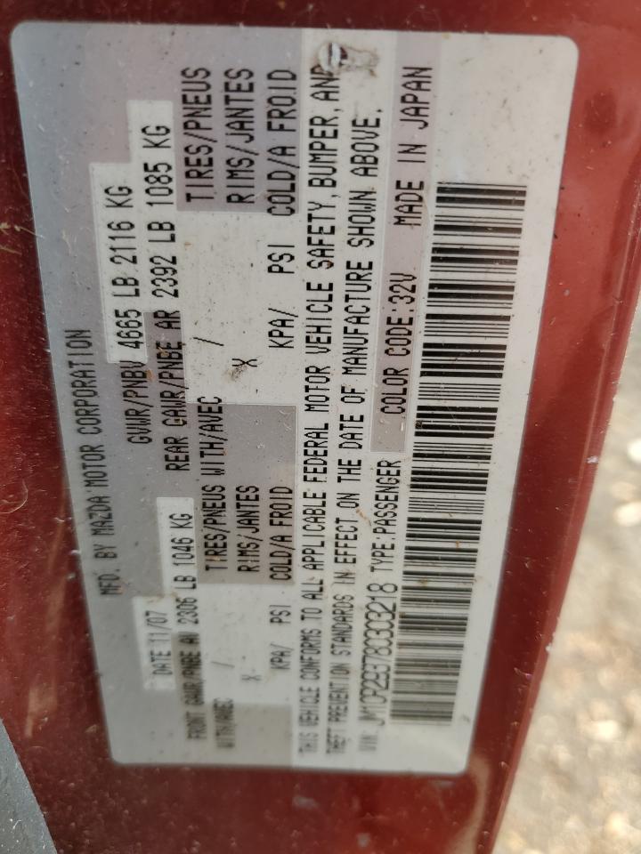 2008 Mazda 5 VIN JM1CR293780303218 Copart auction photo, side damage thumbnail 13