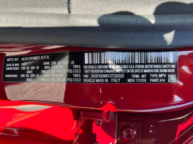 2018 Alfa Romeo Stelvio VIN ZASFAKNN7J7C02020 Copart auction photo, normal wear / minor dent/scratches damage thumbnail 10
