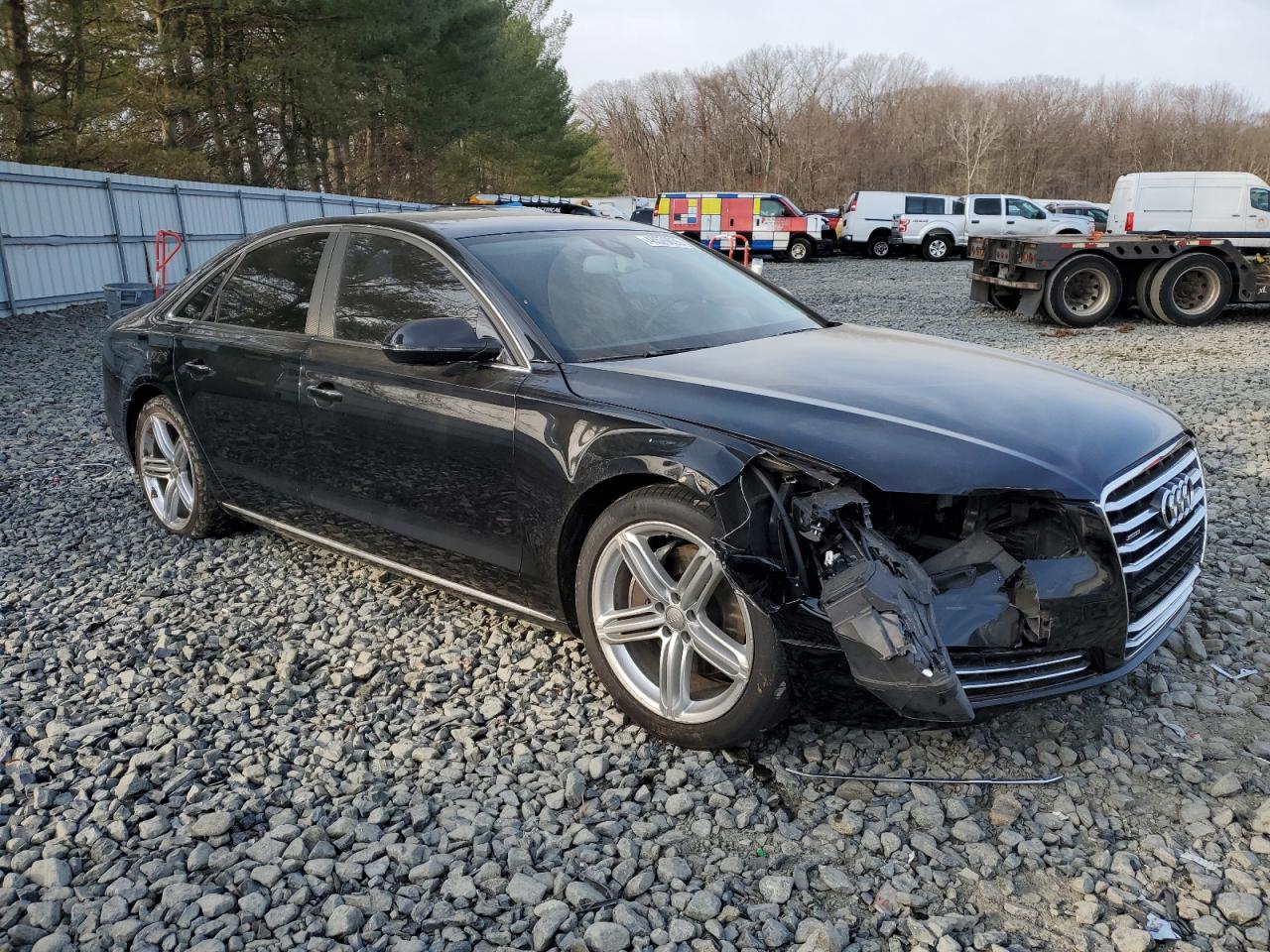 2014 Audi A8 VIN WAUAGAFD6EN013035 Copart auction photo, front end / side damage thumbnail 4