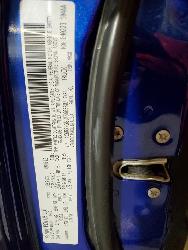 2015 RAM 1500 VIN 1C6RR7GG8FS605607 Copart auction photo, front end / rear end damage thumbnail 13