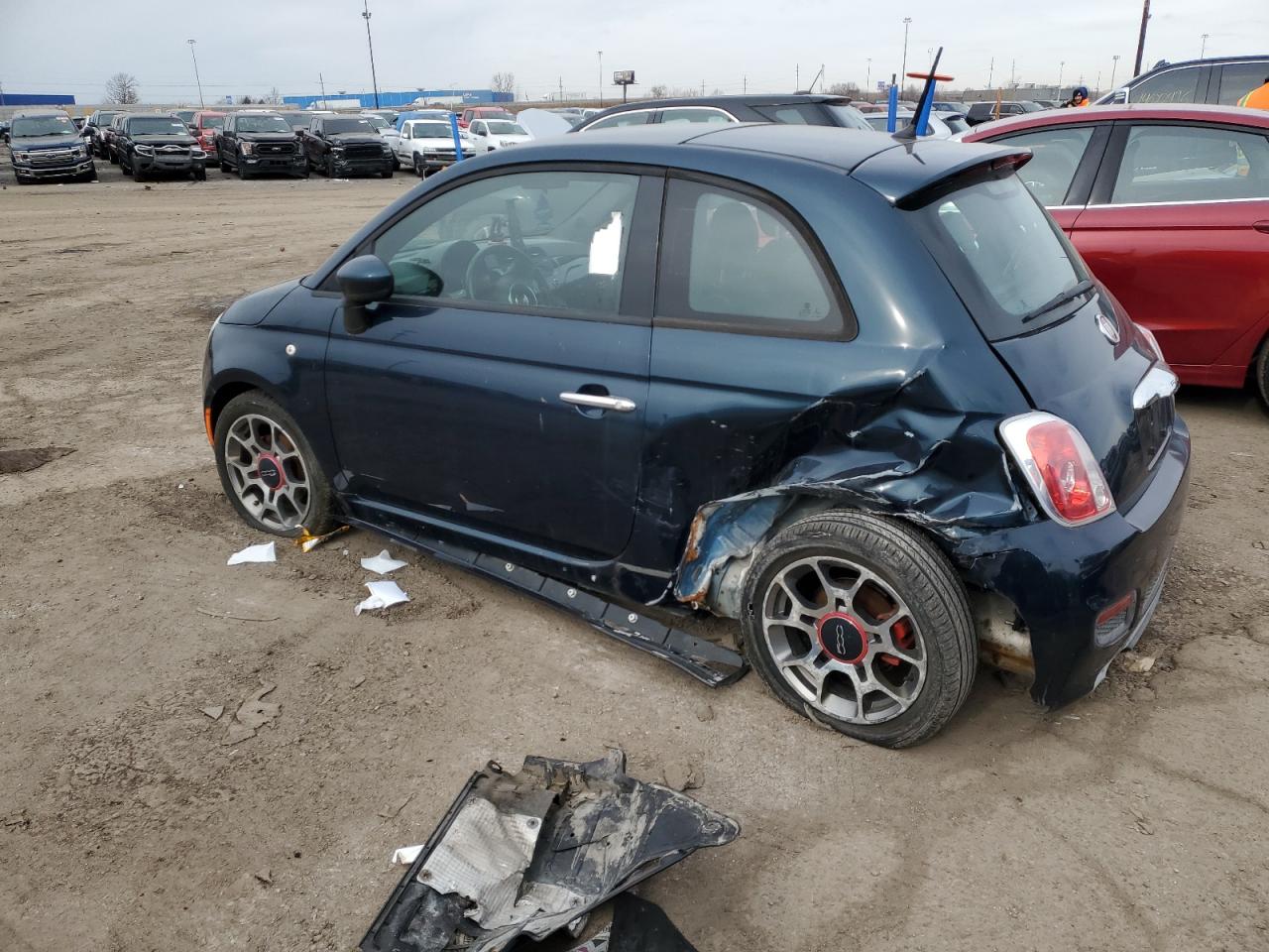 2013 Fiat 500 VIN 3C3CFFBR3DT754890 Copart auction photo, rear end / side damage thumbnail 2