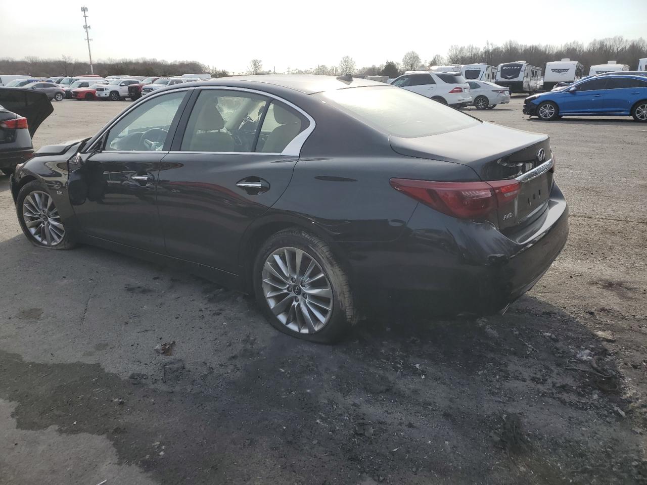 2019 Infiniti Q50 VIN JN1EV7AR8KM556133 Copart auction photo, front end / side damage thumbnail 2