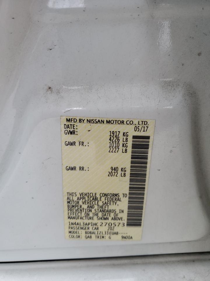 2017 Nissan Altima VIN 1N4AL3AP1HC270573 Copart auction photo, side / front end damage thumbnail 12
