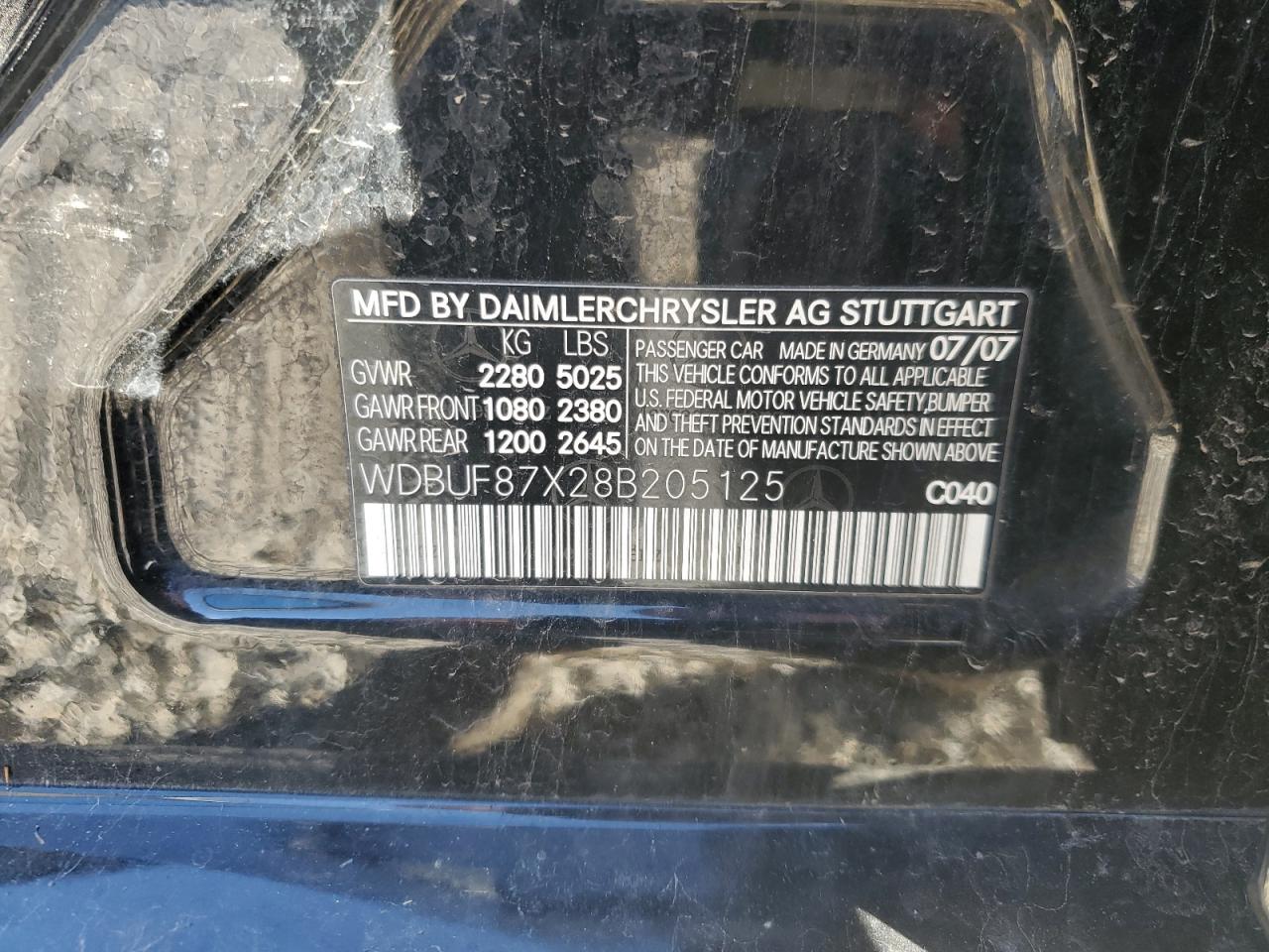 2008 Mercedes-Benz E-klasse VIN WDBUF87X28B205125 Copart auction photo, all over damage thumbnail 13