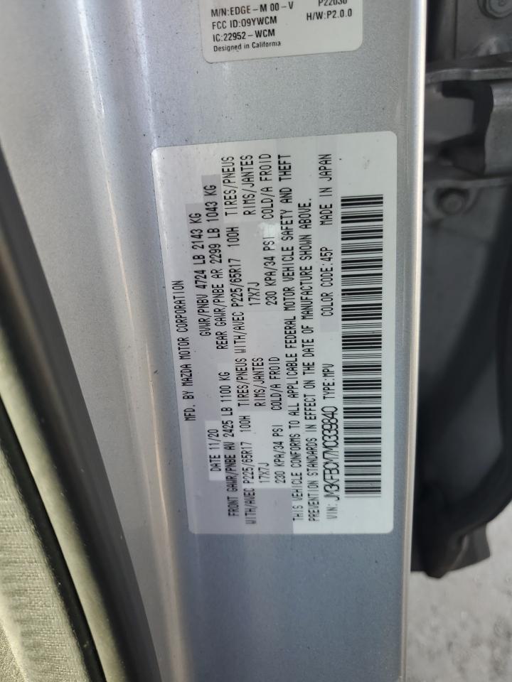 2021 Mazda CX-5 VIN JM3KFBCM7M0339840 Copart auction photo, side / rear end damage thumbnail 14