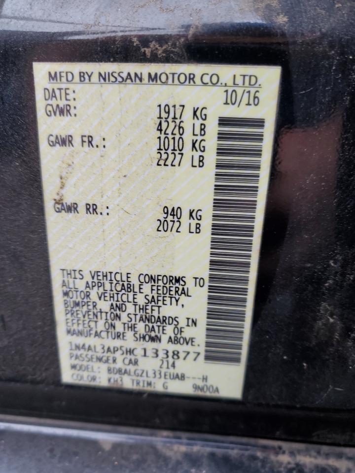 2017 Nissan Altima VIN 1N4AL3AP5HC133877 Copart auction photo, front end damage thumbnail 13