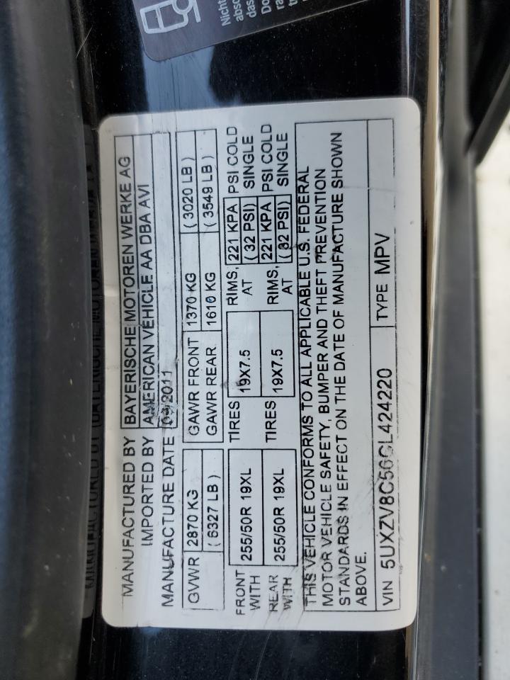 2012 BMW X5 VIN 5UXZV8C56CL424220 Copart auction photo, front end damage thumbnail 13