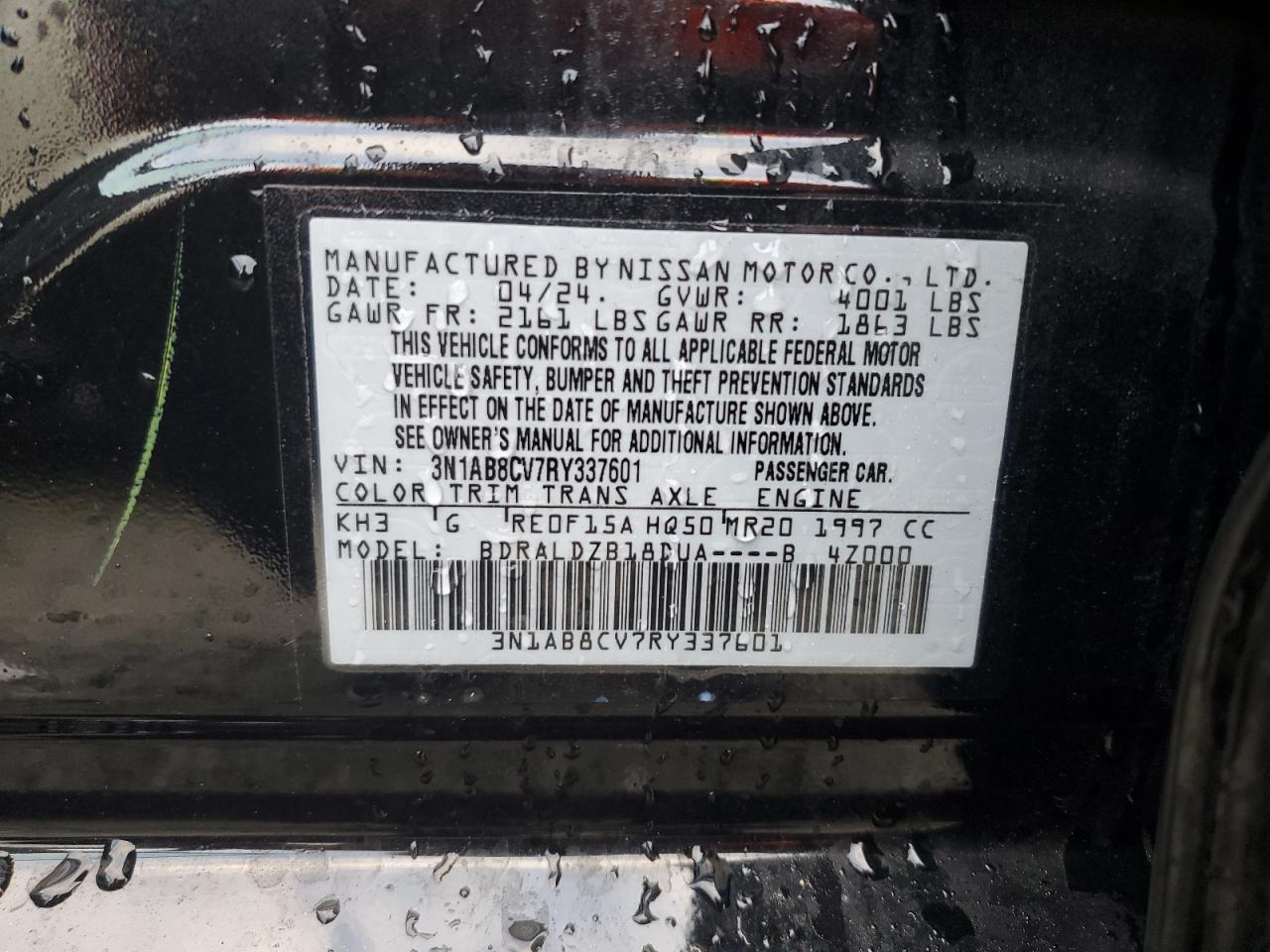 2024 Nissan Sentra VIN 3N1AB8CV7RY337601 Copart auction photo, front end damage thumbnail 13