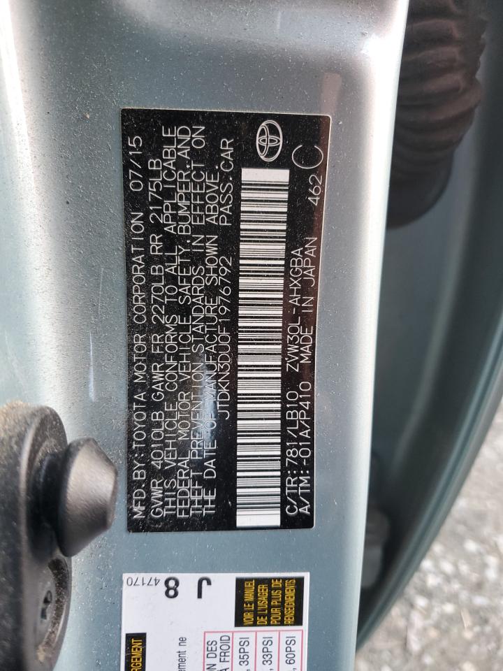2015 Toyota Prius VIN JTDKN3DU0F1976792 Copart auction photo, front end damage thumbnail 12