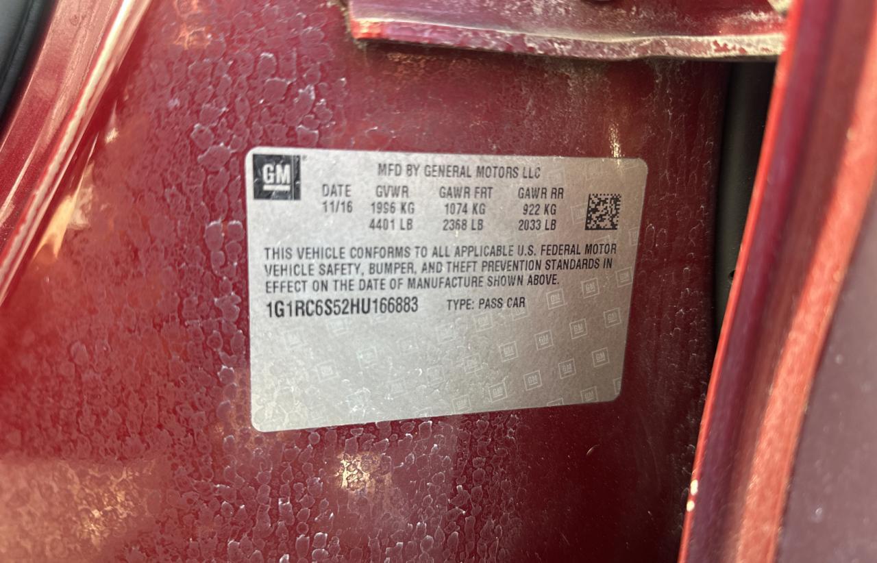 2017 Chevrolet Volt VIN 1G1RC6S52HU166883 Copart auction photo, minor dent/scratches / normal wear damage thumbnail 10