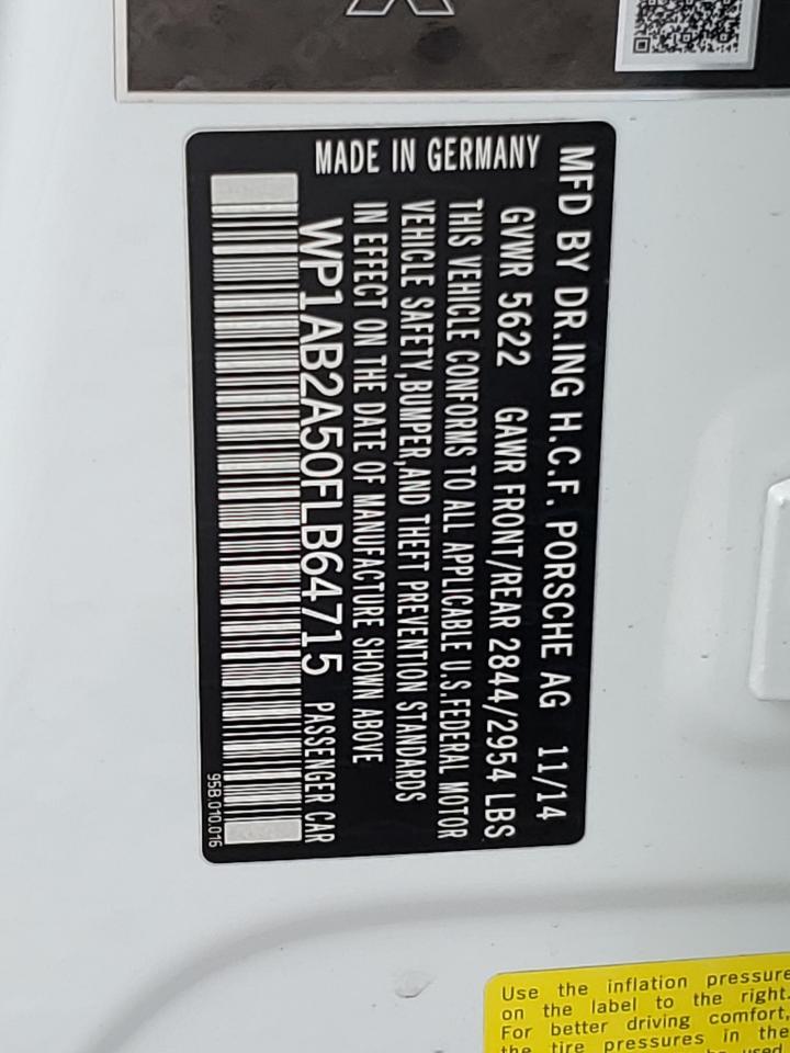 2015 Porsche Macan VIN WP1AB2A50FLB64715 Copart auction photo, front end / minor dent/scratches damage thumbnail 13