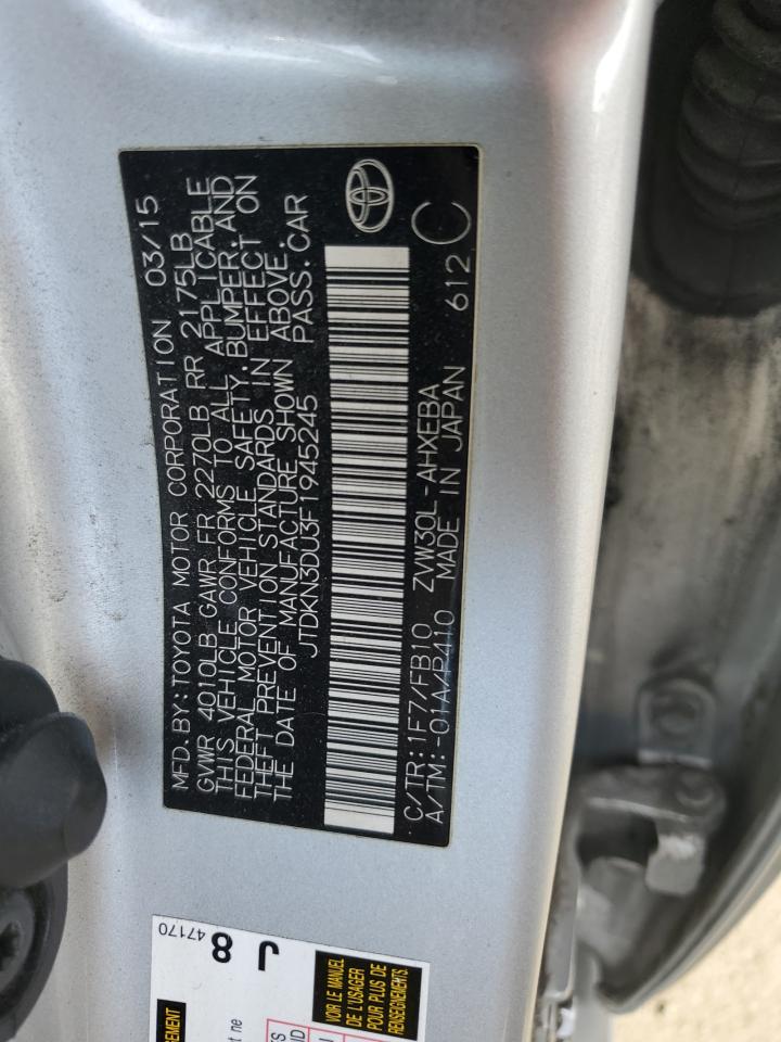 2015 Toyota Prius VIN JTDKN3DU3F1945245 Copart auction photo, front end damage thumbnail 15